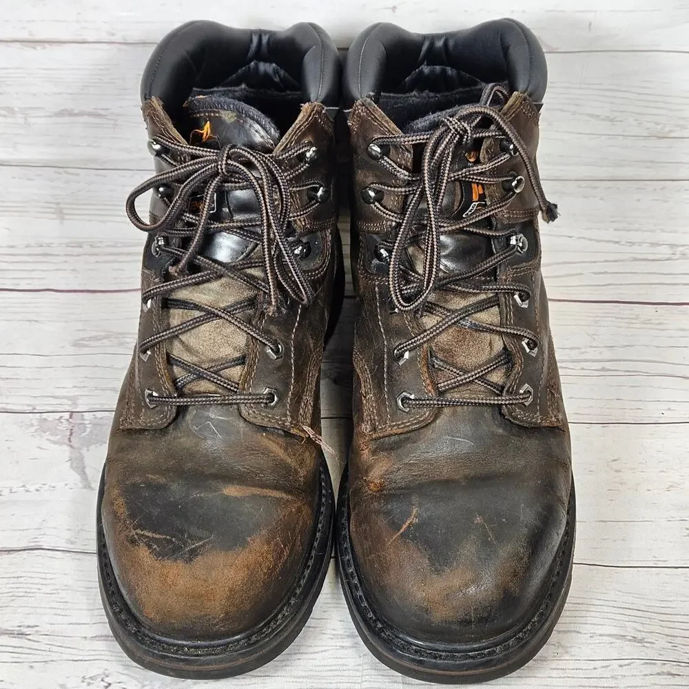 Timberland PRO Pit Boss Men's Brown Soft Toe Work Boots US 11M *Cracked Leather